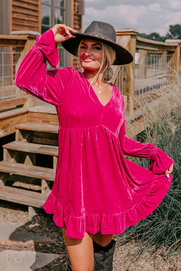 pink velvet dress